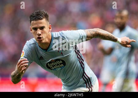 Santi Mina della RC Celta de Vigo durante la partita Atletico de Madrid contro RC Celta, della stagione 2019/2020 della LaLiga, data 5. Stadio Wanda Metropolitano. Madrid, Spagna, 18 Sep 2019. Foto Stock