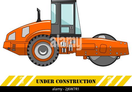 Illustrazione dettagliata di compattatore, attrezzature pesanti e macchinari Illustrazione Vettoriale