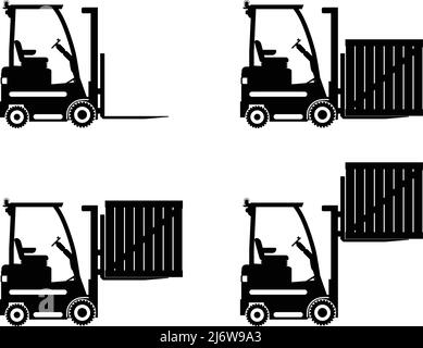 Illustrazione dettagliata di carrelli elevatori, attrezzature pesanti e macchinari Illustrazione Vettoriale