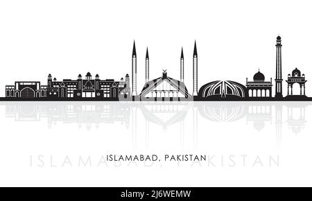 Silhouette Skyline panorama della città di Islamabad, Pakistan - illustrazione vettoriale Illustrazione Vettoriale