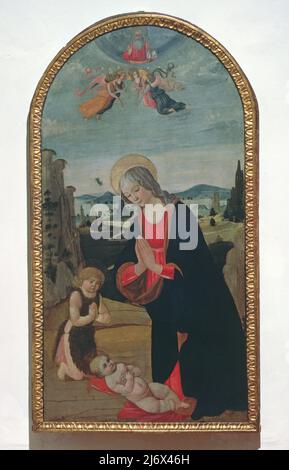 Madonna col Bambino (tempera sul pannello) di Bellini, Jacopo (c.1400-70); 73x57 cm; Galleria degli Uffizi, Firenze, Toscana, Italia; Italiano, fuori copyright. Foto Stock