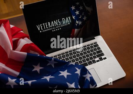 Composito digitale di veterani giorno, bandiera usa Foto Stock