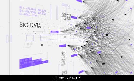 Sistema di comunicazione e visualizzazione dell'analisi dei dati, del flusso di informazioni e dell'ordinamento per intelligenza artificiale, presentazione aziendale, monitoraggio dello scree Foto Stock