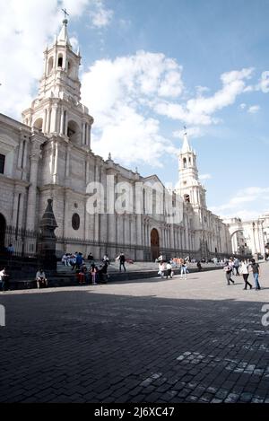 Cattedrale Plaz De Armas Arequipa Foto Stock