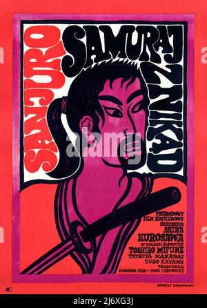 I sette Samurai (1954). Poster polacco diretto da Akira Kurosawa. Protagonista Takashi Shimura, Toshiro Mifune Foto Stock