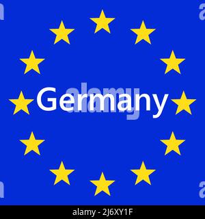 Bandiera dell'Unione europea con la Germania. Bandiera UE. Segno di frontiera del paese della Germania. Illustrazione vettoriale. Illustrazione Vettoriale