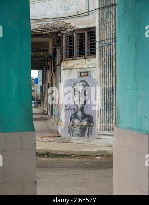 11 gennaio 2016 -- l'Avana, Cuba: Opere d'arte su un edificio dell'Avana. (Liz Roll) Foto Stock