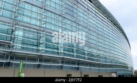 Famoso stadio AVIVA a Dublino vista aerea - DUBLINO, IRLANDA - 20 APRILE 2022 Foto Stock