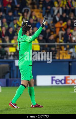 Estadio de la Ceramica, Vilareal, Spagna, 03 maggio 2022, Alisson (Liverpool FC) durante Villarreal CF vs Liverpool FC - UEFA Champions League calcio Foto Stock