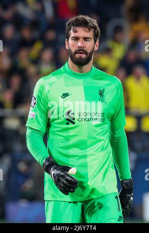 Estadio de la Ceramica, Vilareal, Spagna, 03 maggio 2022, Alisson (Liverpool FC) durante Villarreal CF vs Liverpool FC - UEFA Champions League calcio Foto Stock