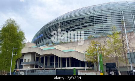 Famoso stadio AVIVA a Dublino vista aerea - DUBLINO, IRLANDA - 20 APRILE 2022 Foto Stock