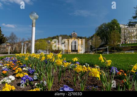 Primavera nella città termale ceca Marianske Lazne (Marienbad) Foto Stock