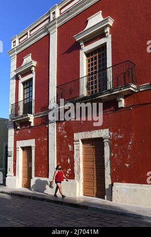 Scena stradale, centro storico di San Francisco de Campeche, Campeche, Messico Foto Stock