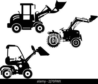 Minipale caricatrici. Macchine per costruzioni pesanti. Illustrazione vettoriale Illustrazione Vettoriale