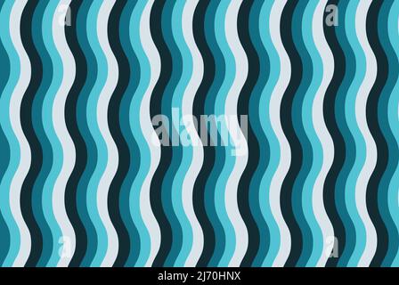 Sfondo colorato a onde retrò, linee curve sfondo, colore blu minimo sfondo motivo a onde Illustrazione Vettoriale