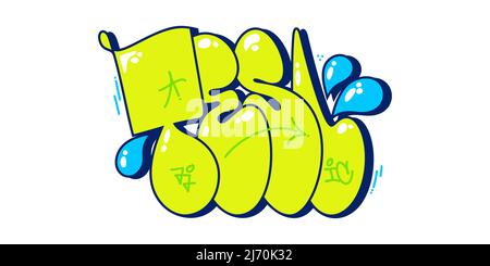 Astratto stile Graffiti Street Art Word TESL Lettering Vector Illustration Template Illustrazione Vettoriale