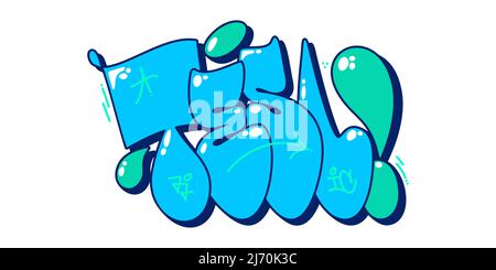 Astratto stile Graffiti Street Art Word TESL Lettering Vector Illustration Template Illustrazione Vettoriale