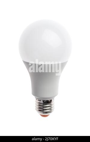 Lampadina a LED isolata su sfondo bianco. La lampada elettrica a risparmio energetico è ideale per l'ambiente Foto Stock