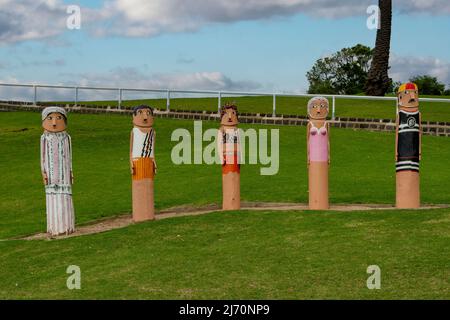 Waterfront Bollard Art, Geelong, Victoria, Australia Foto Stock