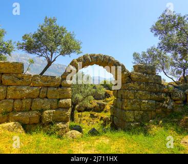 BAFA Golu, Lago Golu, e l'antica città di Heraklia, Mugla, Turchia Foto Stock