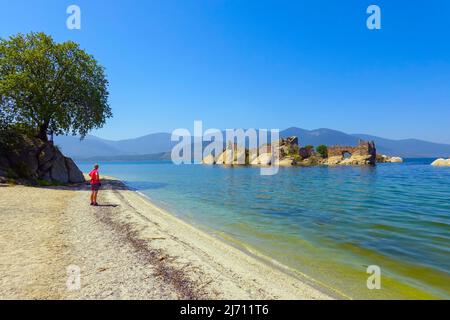 BAFA Golu, Lago Golu, e l'antica città di Heraklia, Mugla, Turchia Foto Stock