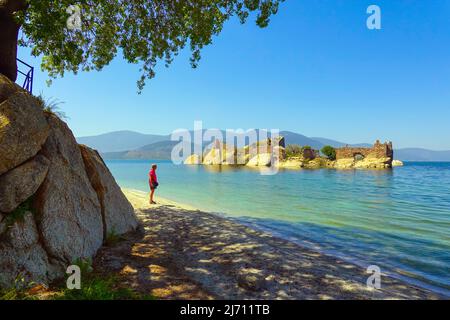 BAFA Golu, Lago Golu, e l'antica città di Heraklia, Mugla, Turchia Foto Stock