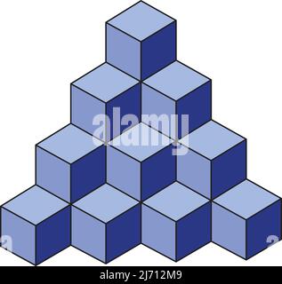 Cubo vettoriale di colore blu. Con sfondo bianco Illustrazione Vettoriale