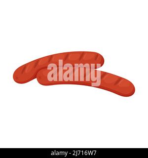 Due salsicce alla griglia. Ingrediente alimentare di carne. Cibi fritti pronti. Illustrazione vettoriale cartoon piatta isolata su sfondo bianco Illustrazione Vettoriale