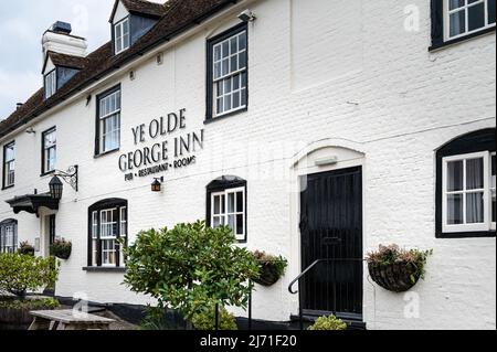 YE Olde George Inn, un 15th secolo di coaching inn, East Meon, Hampshire Foto Stock