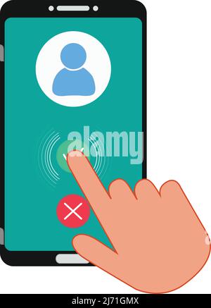 smartphone portatile con icone di chiamata. con sfondo bianco Illustrazione Vettoriale