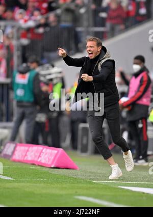 Allenatore Julian Nagelsmann FC Bayern Muenchen FCB, Torjubel, Allianz Arena, Muenchen, Bayern, Germania Foto Stock