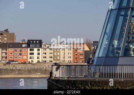 Rive del fiume Reno in una giornata di primavera luminosa Foto Stock