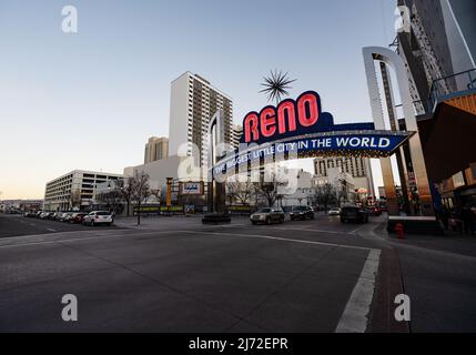 Cartello di benvenuto Reno Nevada Foto Stock