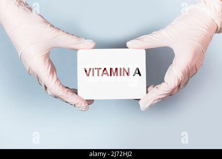 Vitamina Un testo su carta. Concetto di salute. Foto Foto Stock