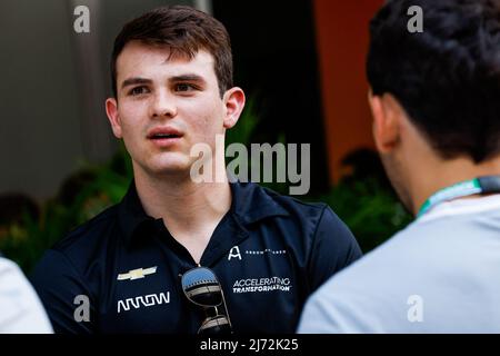 Pato o'Ward, driver IndyCar Series durante la Formula 1 Crypto.com Miami Grand Prix 2022, 5th round del FIA Formula uno World Championship 2022, sull'autodromo Internazionale di Miami, dal 6 al 8 maggio 2022 a Miami Gardens, Florida, Stati Uniti d'America - Foto Julien Delfosse / DPPI Foto Stock