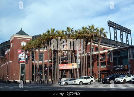Oracle Park, stadio sede della squadra di baseball dei San Francisco Giants MLB, a San Franciso, California. Foto Stock