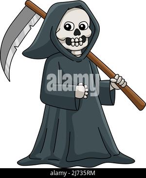 Grim Reaper Halloween Cartoon Coloured Clipart Illustrazione Vettoriale