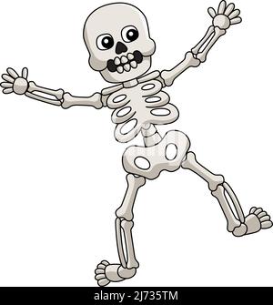 Danza Skeleton Halloween Cartoon Coloured Clipart Illustrazione Vettoriale