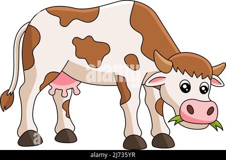 Illustrazione di Cow Cartoon Coloured Clipart Illustrazione Vettoriale