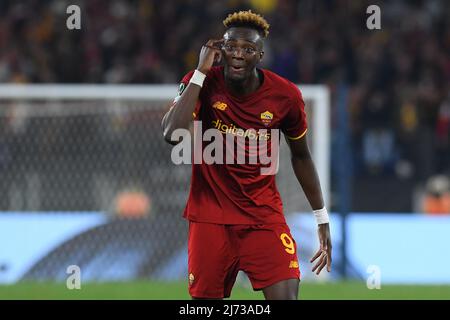 0Stadio Olimpico, Roma, Italia; 5th maggio 2022; Semifinali Europa Conference League Football Roma / Leicester City: Tammy Abraham of AS Roma Foto Stock