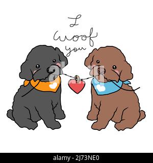 Cane Poodle , io woof voi cartoon illustrazione vettoriale Illustrazione Vettoriale