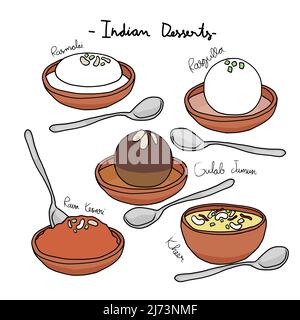 Dessert indiani disegno Set illustrazione vettoriale Illustrazione Vettoriale