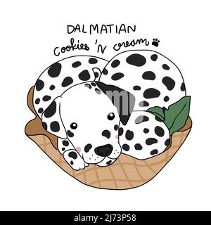 Dalmatian cookie 'n cream gelato cartoon illustrazione vettoriale Illustrazione Vettoriale