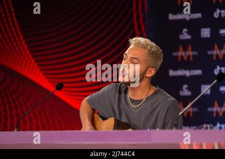 Malik Harris (Rockstar) Germania durante il Concorso Eurovision Song 2022, conferenza stampa artisti, il 05 maggio 2022, a pala Alpitour a Torino. Foto Nderim KACELI Foto Stock