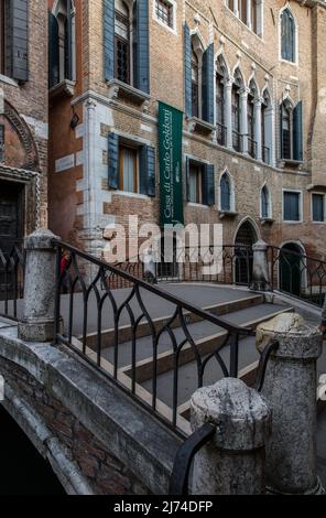 Italien Venedig Casa di Carlo Goldoni -188 Palazzo Centani 15 JH in der Calle dei Nomboli am Rio dei Frari Geburtshaus und Museum für den Dramatiker u Foto Stock