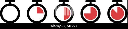 Impostazione dell'icona del timer. Cronometro e misurazione. Vettori modificabili. Illustrazione Vettoriale