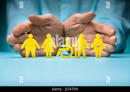 Diversità e inclusione sul posto di lavoro. Assunzione e assicurazione incluse Foto Stock