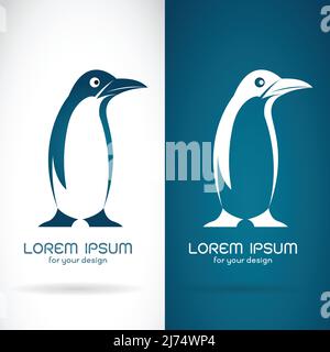 Immagine vettoriale di un disegno pinguino su sfondo bianco e blu, Logo, simbolo Illustrazione Vettoriale