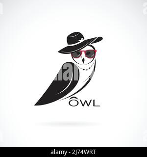 Vettore di moda OWL design su sfondo bianco. Uccelli. Animali. Gufi che indossano bei cappelli e occhiali., facile illustrazione vettoriale a strati modificabile. Illustrazione Vettoriale