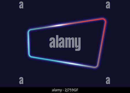 Cornice al neon con effetti luminosi. Banner brillante. Isolato su sfondo scuro. Illustrazione Vettoriale